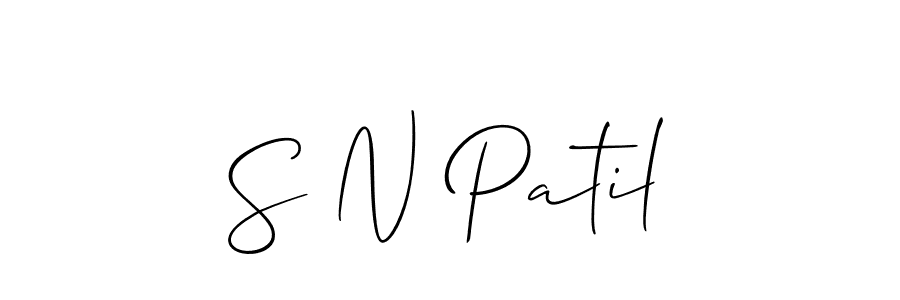 How to make S N Patil name signature. Use Allison_Script style for creating short signs online. This is the latest handwritten sign. S N Patil signature style 2 images and pictures png