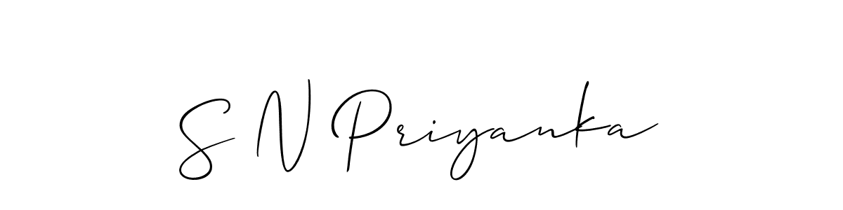 Also we have S N Priyanka name is the best signature style. Create professional handwritten signature collection using Allison_Script autograph style. S N Priyanka signature style 2 images and pictures png