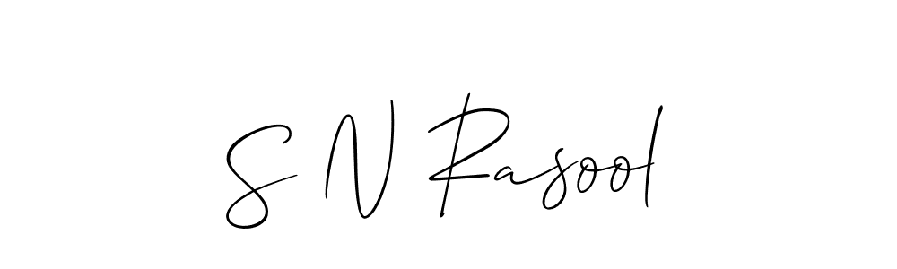 Allison_Script is a professional signature style that is perfect for those who want to add a touch of class to their signature. It is also a great choice for those who want to make their signature more unique. Get S N Rasool name to fancy signature for free. S N Rasool signature style 2 images and pictures png