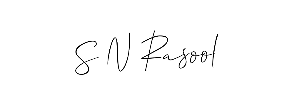 Allison_Script is a professional signature style that is perfect for those who want to add a touch of class to their signature. It is also a great choice for those who want to make their signature more unique. Get S N Rasool name to fancy signature for free. S N Rasool signature style 2 images and pictures png