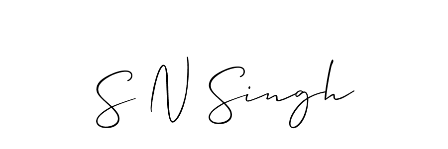 Also You can easily find your signature by using the search form. We will create S N Singh name handwritten signature images for you free of cost using Allison_Script sign style. S N Singh signature style 2 images and pictures png