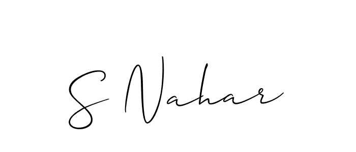 Use a signature maker to create a handwritten signature online. With this signature software, you can design (Allison_Script) your own signature for name S Nahar. S Nahar signature style 2 images and pictures png