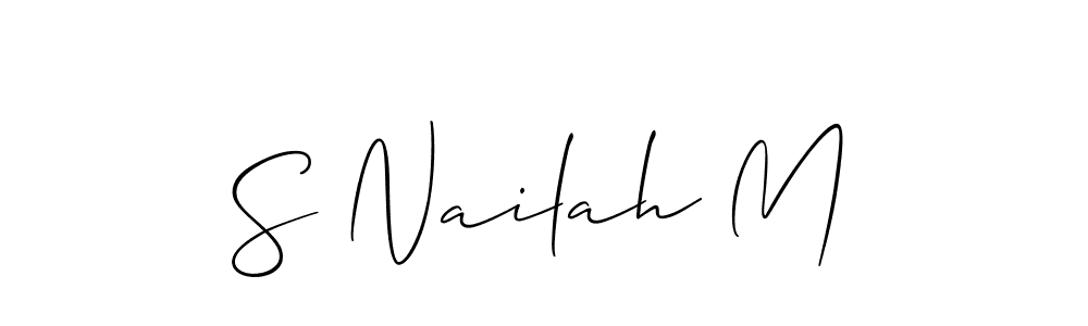 Also You can easily find your signature by using the search form. We will create S Nailah M name handwritten signature images for you free of cost using Allison_Script sign style. S Nailah M signature style 2 images and pictures png