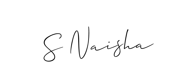 How to make S Naisha name signature. Use Allison_Script style for creating short signs online. This is the latest handwritten sign. S Naisha signature style 2 images and pictures png
