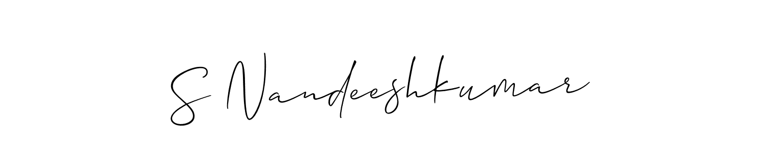 How to make S Nandeeshkumar name signature. Use Allison_Script style for creating short signs online. This is the latest handwritten sign. S Nandeeshkumar signature style 2 images and pictures png