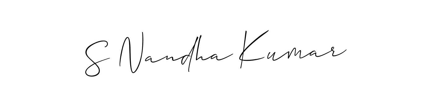 if you are searching for the best signature style for your name S Nandha Kumar. so please give up your signature search. here we have designed multiple signature styles  using Allison_Script. S Nandha Kumar signature style 2 images and pictures png