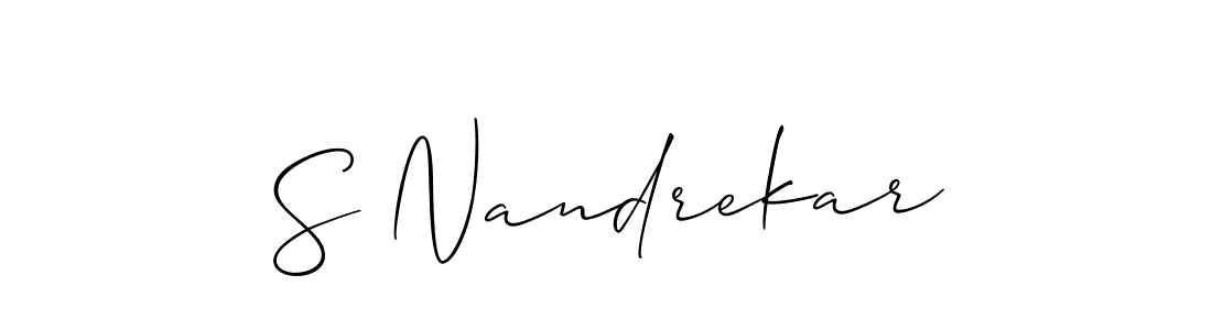 Allison_Script is a professional signature style that is perfect for those who want to add a touch of class to their signature. It is also a great choice for those who want to make their signature more unique. Get S Nandrekar name to fancy signature for free. S Nandrekar signature style 2 images and pictures png