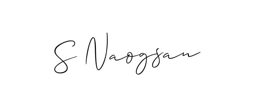 You should practise on your own different ways (Allison_Script) to write your name (S Naogsan) in signature. don't let someone else do it for you. S Naogsan signature style 2 images and pictures png