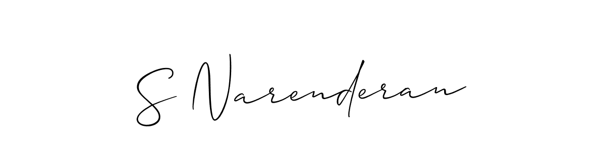 Use a signature maker to create a handwritten signature online. With this signature software, you can design (Allison_Script) your own signature for name S Narenderan. S Narenderan signature style 2 images and pictures png