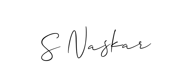 The best way (Allison_Script) to make a short signature is to pick only two or three words in your name. The name S Naskar include a total of six letters. For converting this name. S Naskar signature style 2 images and pictures png