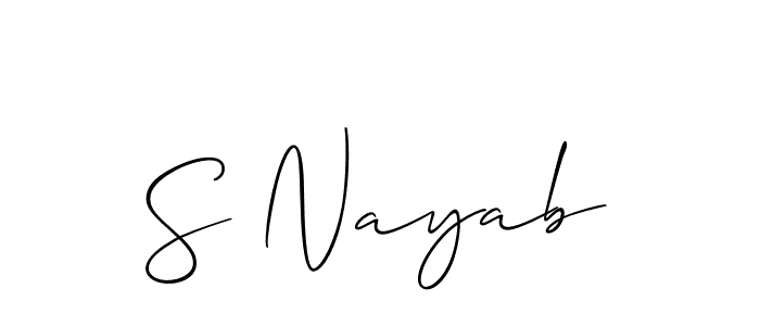 How to make S Nayab name signature. Use Allison_Script style for creating short signs online. This is the latest handwritten sign. S Nayab signature style 2 images and pictures png