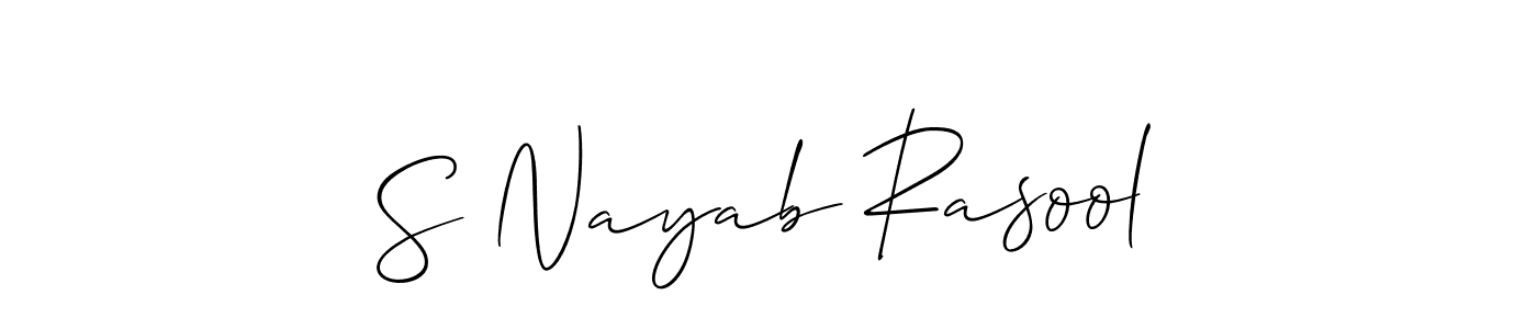 How to make S Nayab Rasool signature? Allison_Script is a professional autograph style. Create handwritten signature for S Nayab Rasool name. S Nayab Rasool signature style 2 images and pictures png