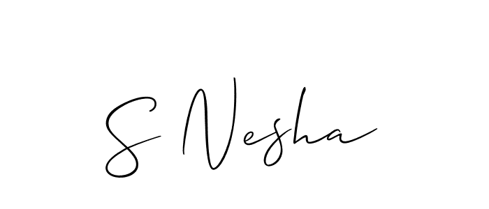 Use a signature maker to create a handwritten signature online. With this signature software, you can design (Allison_Script) your own signature for name S Nesha. S Nesha signature style 2 images and pictures png