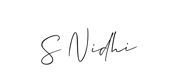 Use a signature maker to create a handwritten signature online. With this signature software, you can design (Allison_Script) your own signature for name S Nidhi. S Nidhi signature style 2 images and pictures png