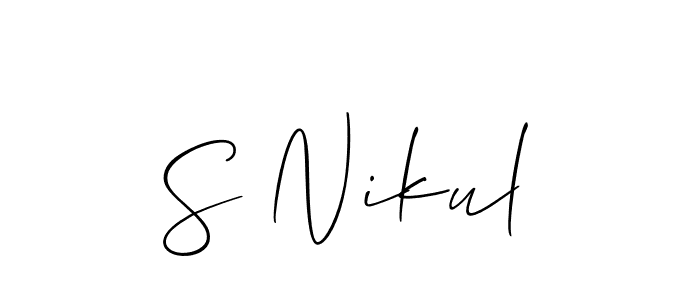 It looks lik you need a new signature style for name S Nikul. Design unique handwritten (Allison_Script) signature with our free signature maker in just a few clicks. S Nikul signature style 2 images and pictures png