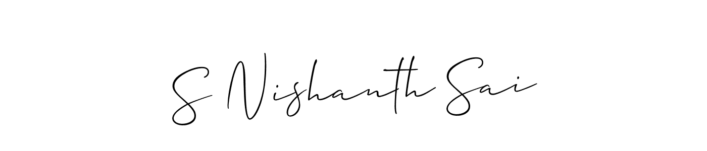 if you are searching for the best signature style for your name S Nishanth Sai. so please give up your signature search. here we have designed multiple signature styles  using Allison_Script. S Nishanth Sai signature style 2 images and pictures png