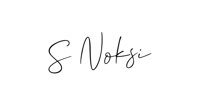 The best way (Allison_Script) to make a short signature is to pick only two or three words in your name. The name S Noksi include a total of six letters. For converting this name. S Noksi signature style 2 images and pictures png