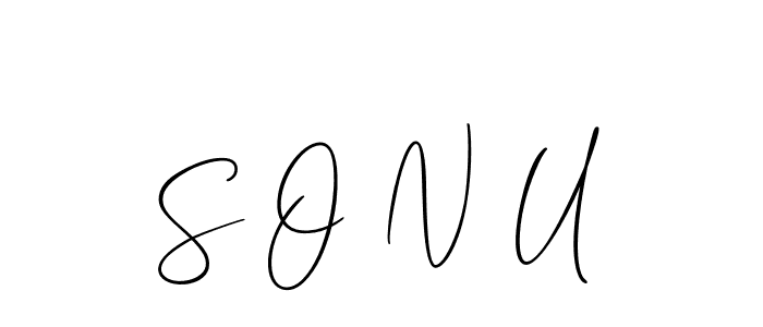 Make a beautiful signature design for name S O N U. With this signature (Allison_Script) style, you can create a handwritten signature for free. S O N U signature style 2 images and pictures png
