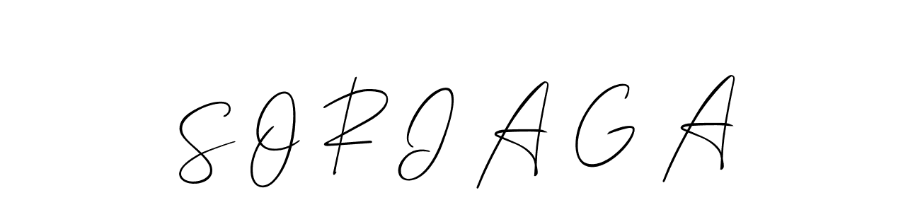 if you are searching for the best signature style for your name S O R I A G A. so please give up your signature search. here we have designed multiple signature styles  using Allison_Script. S O R I A G A signature style 2 images and pictures png