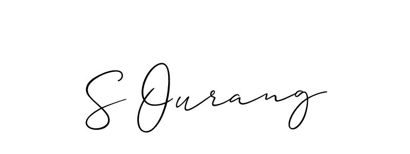 The best way (Allison_Script) to make a short signature is to pick only two or three words in your name. The name S Ourang include a total of six letters. For converting this name. S Ourang signature style 2 images and pictures png