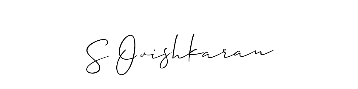 The best way (Allison_Script) to make a short signature is to pick only two or three words in your name. The name S Ovishkaran include a total of six letters. For converting this name. S Ovishkaran signature style 2 images and pictures png