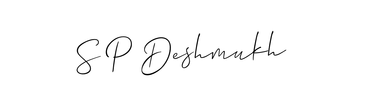 How to make S P Deshmukh name signature. Use Allison_Script style for creating short signs online. This is the latest handwritten sign. S P Deshmukh signature style 2 images and pictures png