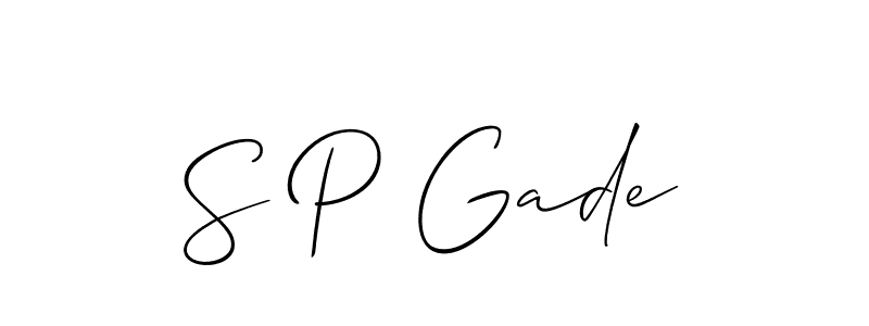The best way (Allison_Script) to make a short signature is to pick only two or three words in your name. The name S P Gade include a total of six letters. For converting this name. S P Gade signature style 2 images and pictures png