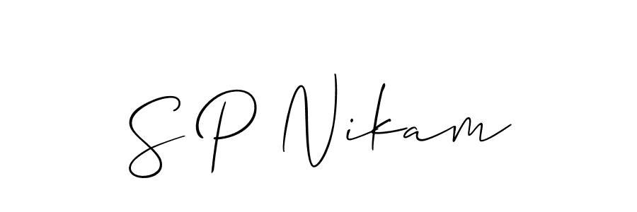 How to make S P Nikam name signature. Use Allison_Script style for creating short signs online. This is the latest handwritten sign. S P Nikam signature style 2 images and pictures png
