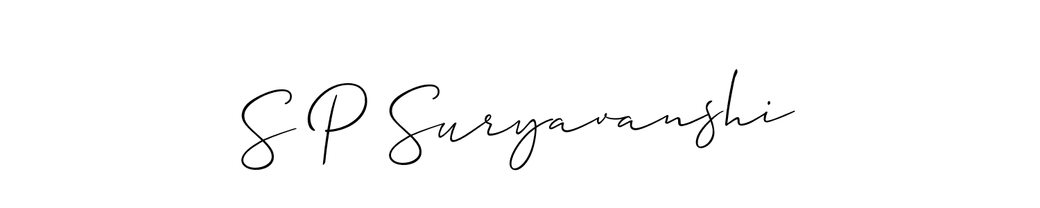 Also we have S P Suryavanshi name is the best signature style. Create professional handwritten signature collection using Allison_Script autograph style. S P Suryavanshi signature style 2 images and pictures png