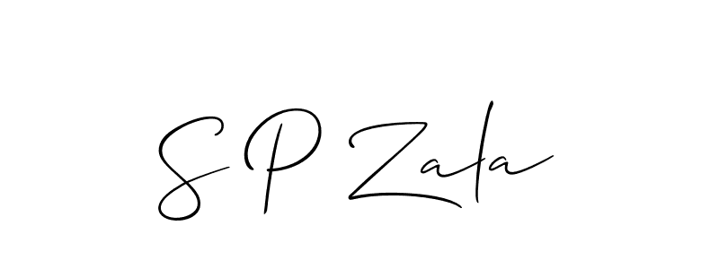 The best way (Allison_Script) to make a short signature is to pick only two or three words in your name. The name S P Zala include a total of six letters. For converting this name. S P Zala signature style 2 images and pictures png