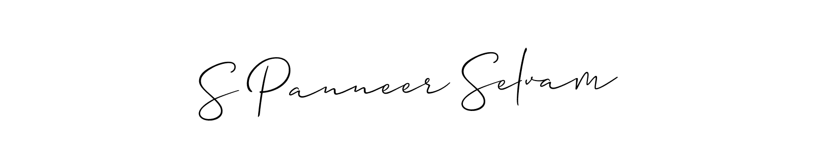 Also You can easily find your signature by using the search form. We will create S Panneer Selvam name handwritten signature images for you free of cost using Allison_Script sign style. S Panneer Selvam signature style 2 images and pictures png