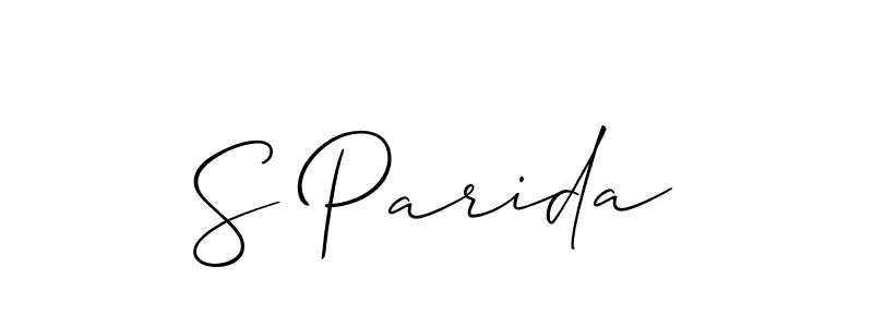 Design your own signature with our free online signature maker. With this signature software, you can create a handwritten (Allison_Script) signature for name S Parida. S Parida signature style 2 images and pictures png