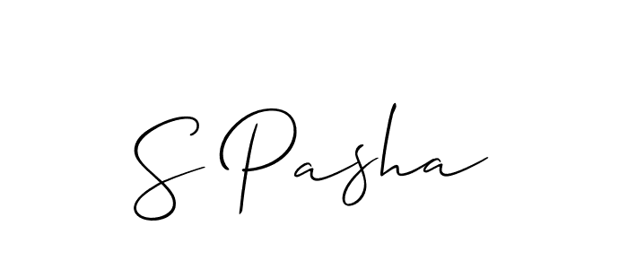 Allison_Script is a professional signature style that is perfect for those who want to add a touch of class to their signature. It is also a great choice for those who want to make their signature more unique. Get S Pasha name to fancy signature for free. S Pasha signature style 2 images and pictures png