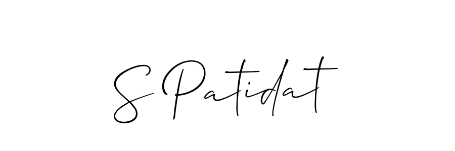 The best way (Allison_Script) to make a short signature is to pick only two or three words in your name. The name S Patidat include a total of six letters. For converting this name. S Patidat signature style 2 images and pictures png