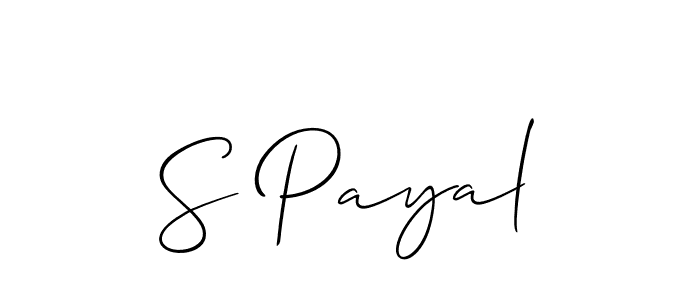 The best way (Allison_Script) to make a short signature is to pick only two or three words in your name. The name S Payal include a total of six letters. For converting this name. S Payal signature style 2 images and pictures png