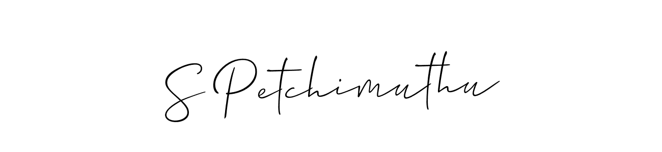 It looks lik you need a new signature style for name S Petchimuthu. Design unique handwritten (Allison_Script) signature with our free signature maker in just a few clicks. S Petchimuthu signature style 2 images and pictures png