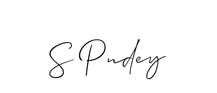 How to make S Pndey name signature. Use Allison_Script style for creating short signs online. This is the latest handwritten sign. S Pndey signature style 2 images and pictures png