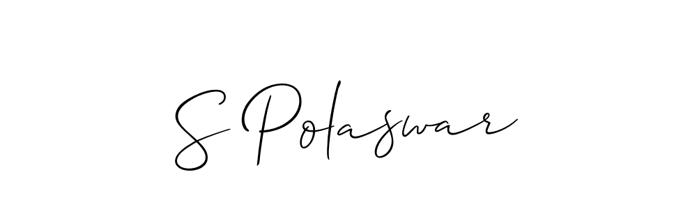 if you are searching for the best signature style for your name S Polaswar. so please give up your signature search. here we have designed multiple signature styles  using Allison_Script. S Polaswar signature style 2 images and pictures png