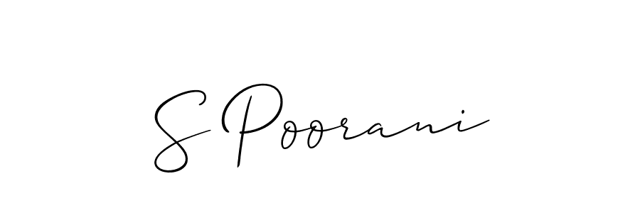 if you are searching for the best signature style for your name S Poorani. so please give up your signature search. here we have designed multiple signature styles  using Allison_Script. S Poorani signature style 2 images and pictures png