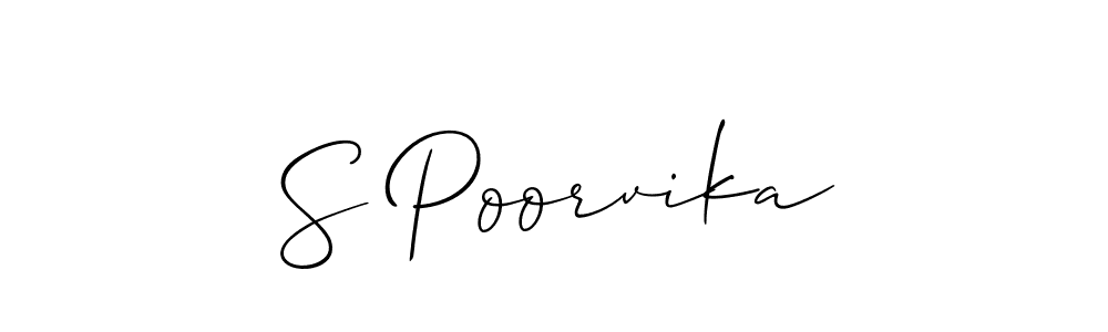 Also You can easily find your signature by using the search form. We will create S Poorvika name handwritten signature images for you free of cost using Allison_Script sign style. S Poorvika signature style 2 images and pictures png