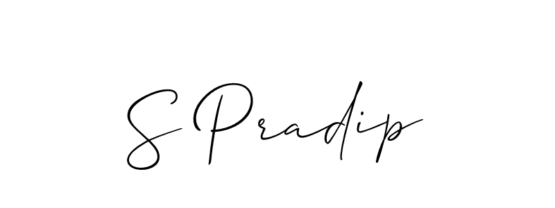 Also we have S Pradip name is the best signature style. Create professional handwritten signature collection using Allison_Script autograph style. S Pradip signature style 2 images and pictures png