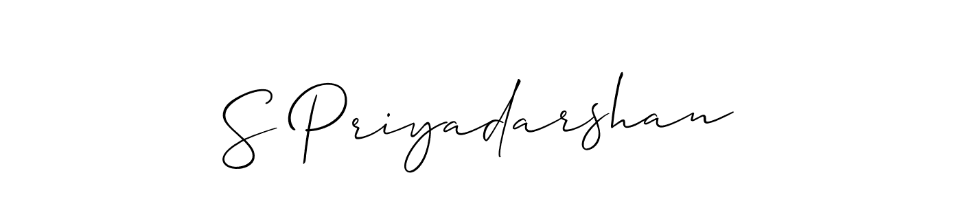 How to make S Priyadarshan signature? Allison_Script is a professional autograph style. Create handwritten signature for S Priyadarshan name. S Priyadarshan signature style 2 images and pictures png
