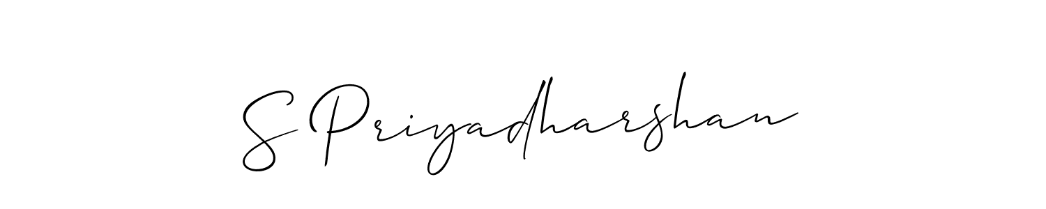 Use a signature maker to create a handwritten signature online. With this signature software, you can design (Allison_Script) your own signature for name S Priyadharshan. S Priyadharshan signature style 2 images and pictures png