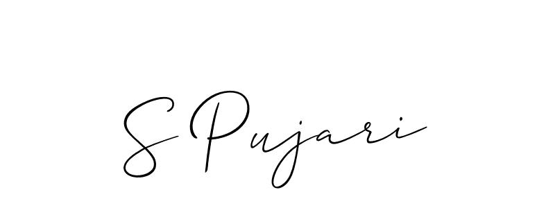 How to make S Pujari name signature. Use Allison_Script style for creating short signs online. This is the latest handwritten sign. S Pujari signature style 2 images and pictures png