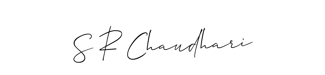 The best way (Allison_Script) to make a short signature is to pick only two or three words in your name. The name S R Chaudhari include a total of six letters. For converting this name. S R Chaudhari signature style 2 images and pictures png