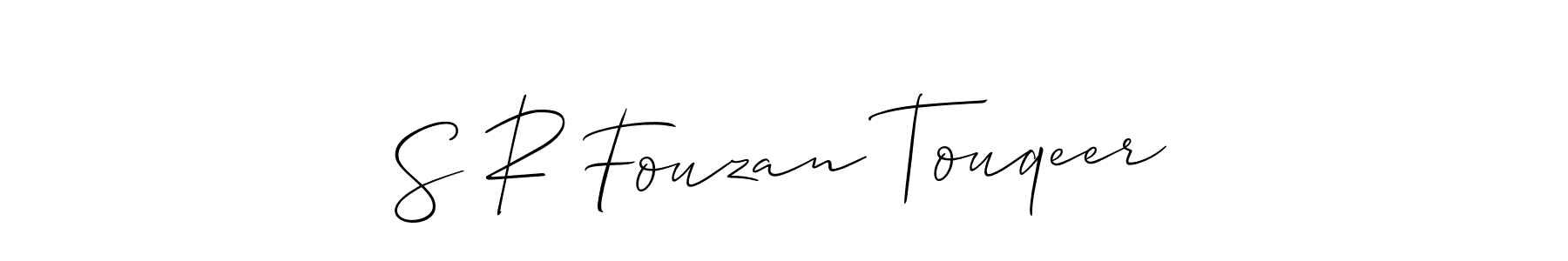 Use a signature maker to create a handwritten signature online. With this signature software, you can design (Allison_Script) your own signature for name S R Fouzan Touqeer. S R Fouzan Touqeer signature style 2 images and pictures png