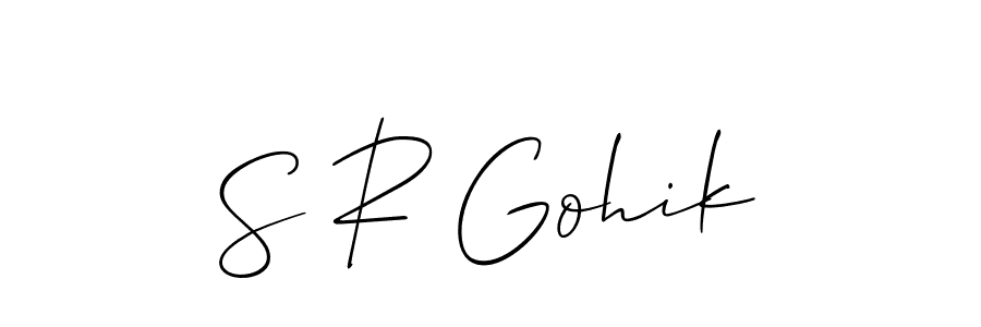 Also You can easily find your signature by using the search form. We will create S R Gohik name handwritten signature images for you free of cost using Allison_Script sign style. S R Gohik signature style 2 images and pictures png