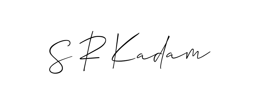 The best way (Allison_Script) to make a short signature is to pick only two or three words in your name. The name S R Kadam include a total of six letters. For converting this name. S R Kadam signature style 2 images and pictures png