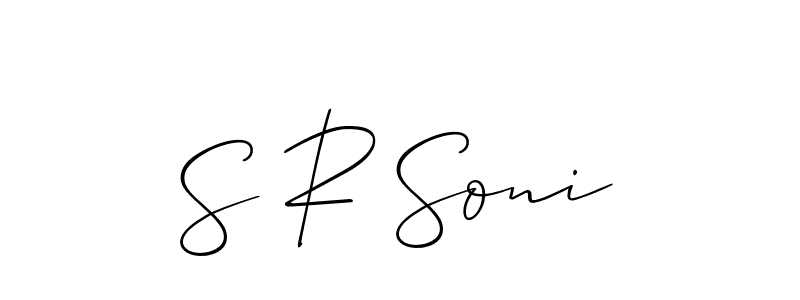 Allison_Script is a professional signature style that is perfect for those who want to add a touch of class to their signature. It is also a great choice for those who want to make their signature more unique. Get S R Soni name to fancy signature for free. S R Soni signature style 2 images and pictures png