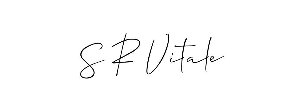 The best way (Allison_Script) to make a short signature is to pick only two or three words in your name. The name S R Vitale include a total of six letters. For converting this name. S R Vitale signature style 2 images and pictures png